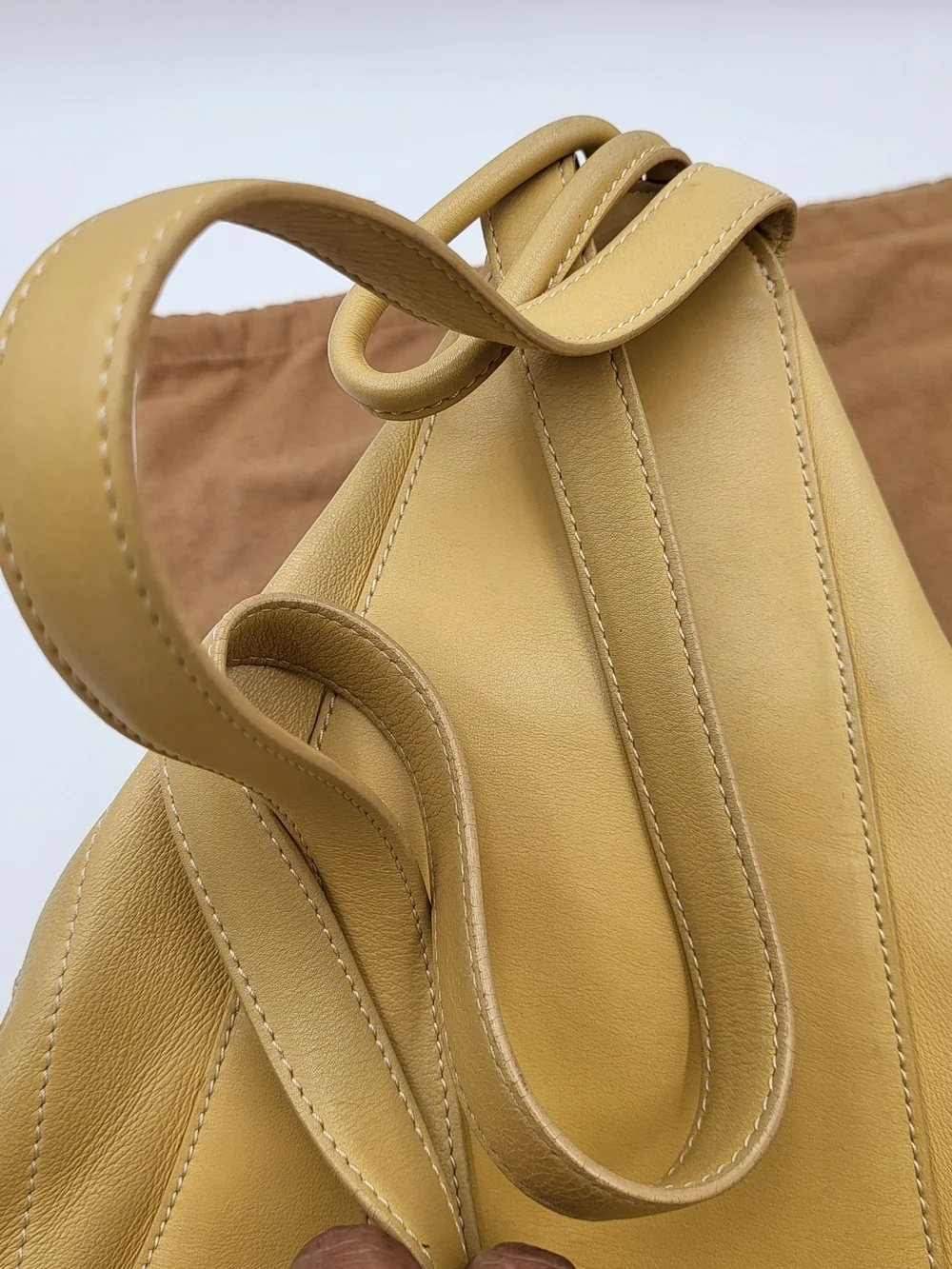 Loewe Anton Backpack-Shoulder in Pale Yellow Leather, Authentic w/COA